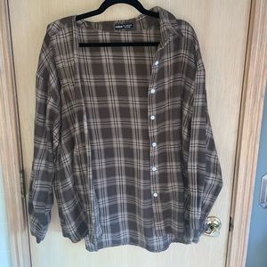 SHEIN brown & white flannel
